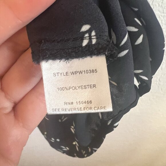 41 Hawthorn 3X Black White Print Button Short Sleeve Blouse - Picture 5 of 8